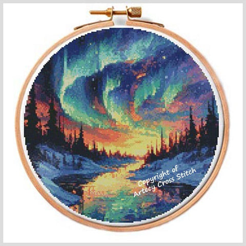 Northern Lights Hoop 3 - Artecy Cross Stitch