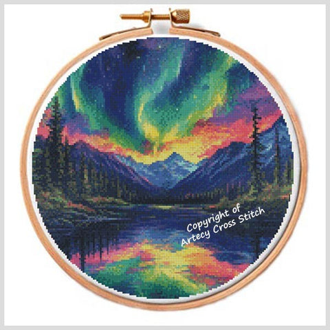 Northern Lights Hoop 4 - Artecy Cross Stitch