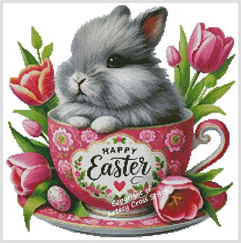 Pink Bunny Cup - Artecy Cross Stitch