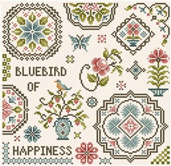 Bluebird Of Happiness Quaker Sampler - Kitty & Me Designs