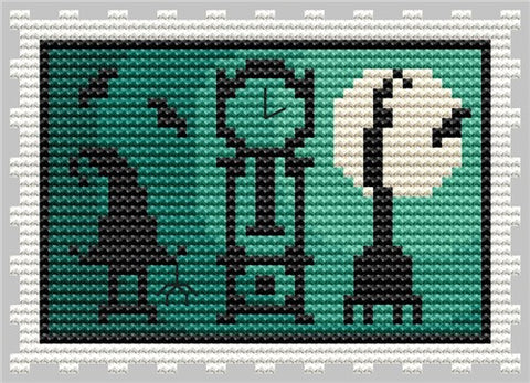 Green Halloween Stamp - Cute Embroidery by Kate
