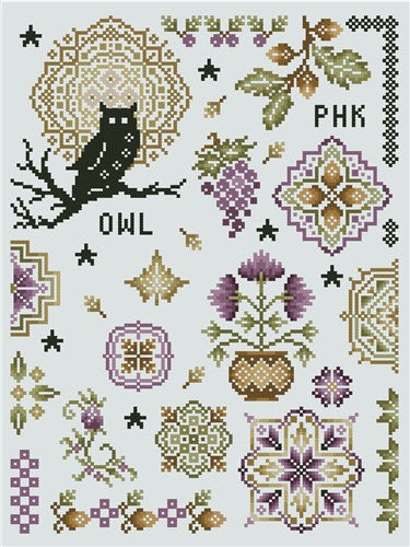 Starry Autumn Night Quaker Sampler - Kitty & Me Designs