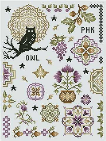 Starry Autumn Night Quaker Sampler - Kitty & Me Designs