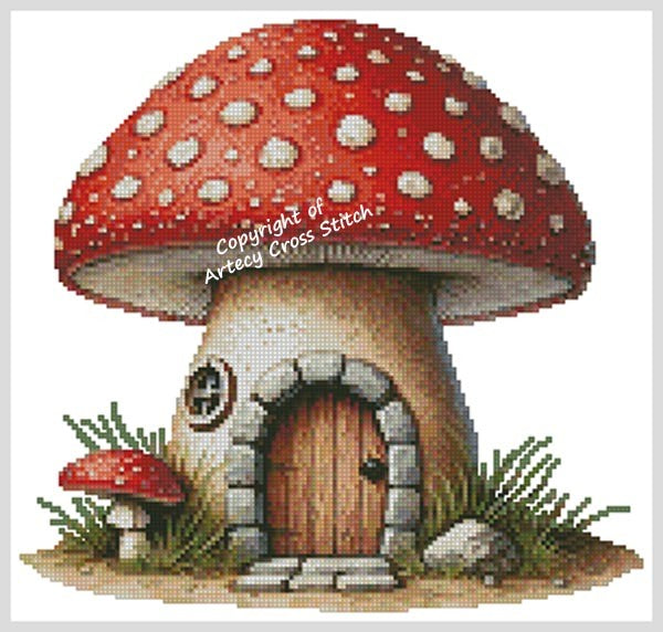 Red Toadstool Fairy House - Artecy Cross Stitch