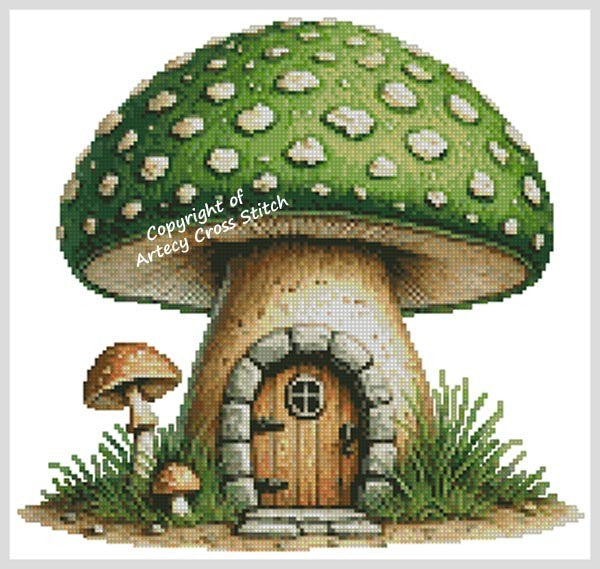 Green Toadstool Fairy House - Artecy Cross Stitch