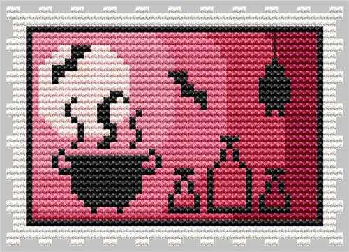 Pink Halloween Stamp - Cute Embroidery by Kate
