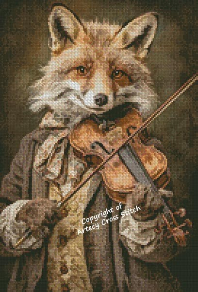 Mini Fox Playing The Violin - Artecy Cross Stitch