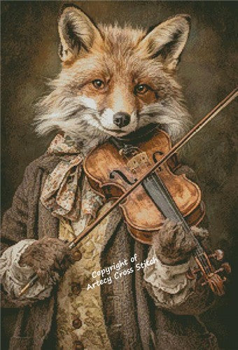 Fox Playing The Violin - Artecy Cross Stitch