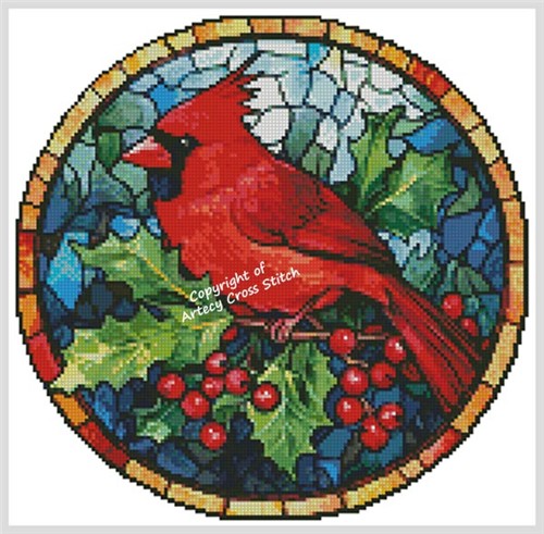 Stained Glass Cardinal - Artecy Cross Stitch