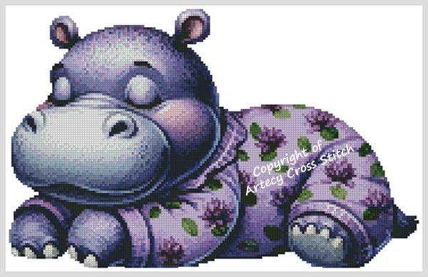 Sleepy Hippo - Artecy Cross Stitch