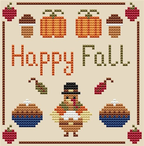 Happy Fall - Cute Embroidery by Kate