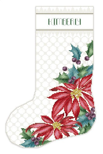Poinsettia Christmas Stocking - Kitty & Me Designs