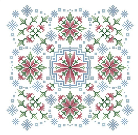 Winter Poinsettia Mandala - Kitty & Me Designs