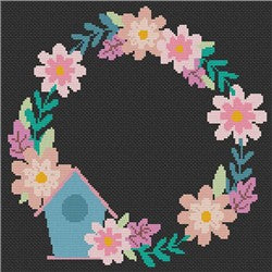 Birdhouse And Flowers Border - Stitch Wit