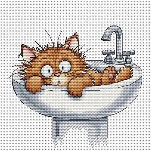 Sink Cat - OHCrossStitch