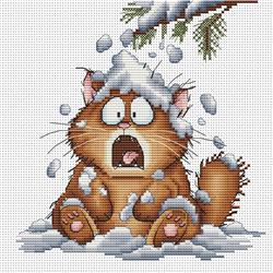 Snow Cat Disaster - OHCrossStitch