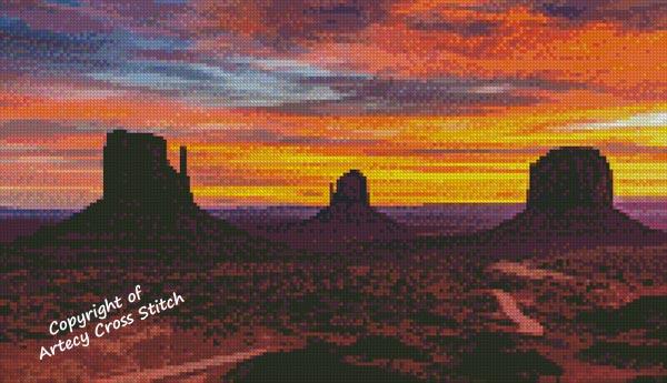 Mini Monument Valley Sunset - Artecy Cross Stitch