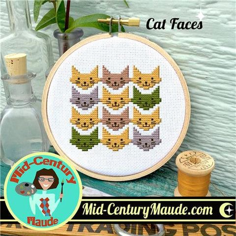 Cat Faces - Mid Century Maude