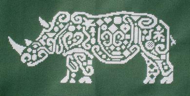 Tribal White Rhino - White Willow Stitching