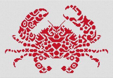 Tribal Crab - White Willow Stitching