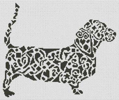 Tribal Basset Hound - White Willow Stitching