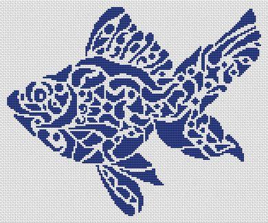 Tribal Fish - White Willow Stitching
