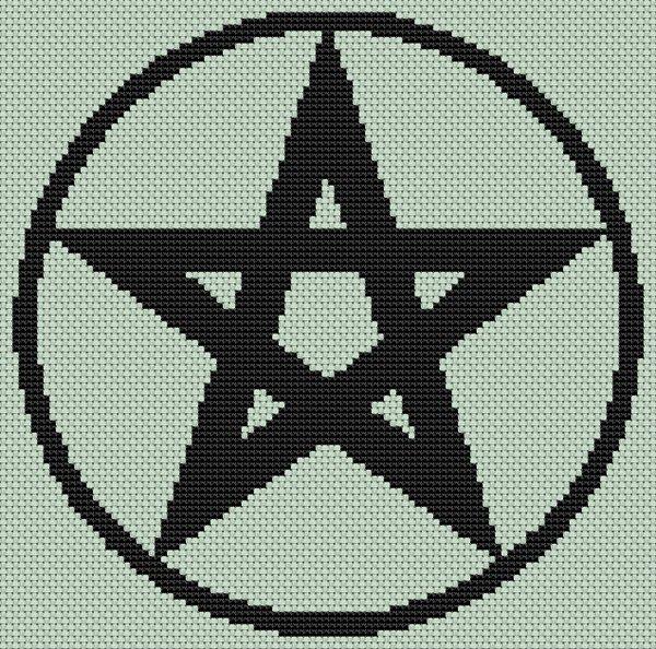 Black Pentacle - White Willow Stitching