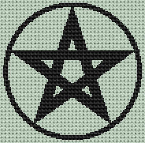 Black Pentacle - White Willow Stitching