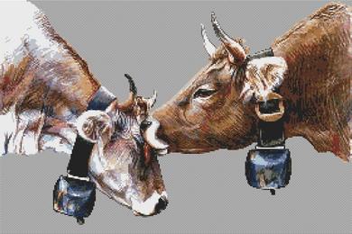 Two Cows - White Willow Stitching