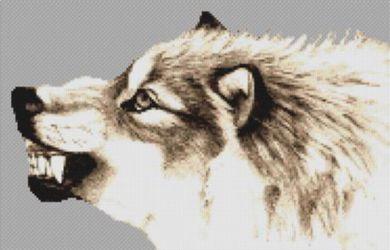 Grey Wolf Growl - White Willow Stitching