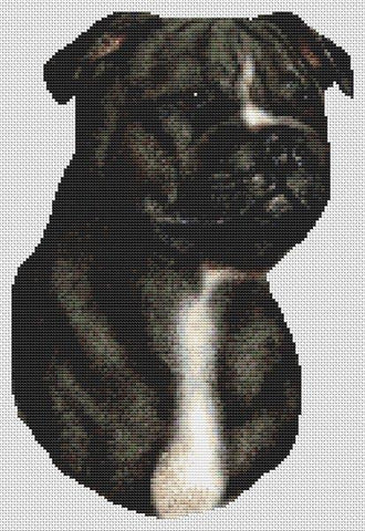 Black And White Staffordshire Terrier - White Willow Stitching