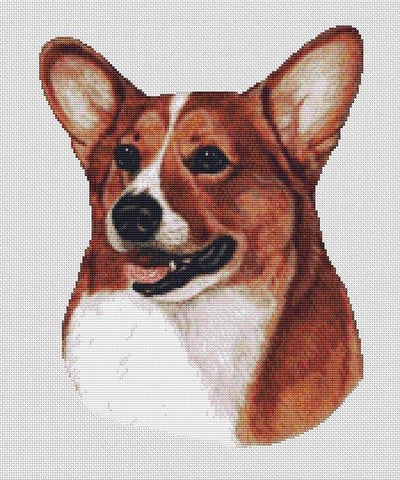 Red & White Pembroke Corgi - White Willow Stitching