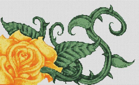 Yellow Rose - White Willow Stitching