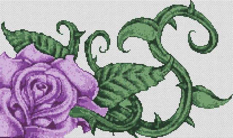 Purple Rose - White Willow Stitching