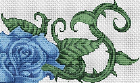 Blue Rose - White Willow Stitching