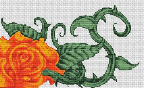 Orange Rose - White Willow Stitching
