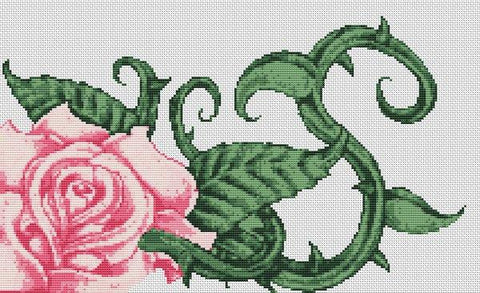Pink Rose - White Willow Stitching