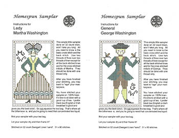 Lady Martha Washington & General George Washington - Homespun Samplar