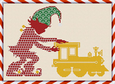 Elf And Little Train - Alessandra Adelaide Needleworks