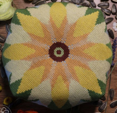 Sunflower Biscornu - Blue Flower