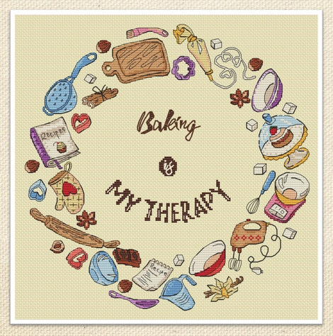 Baking Is My Therapy - Artmishka Cross Stitch