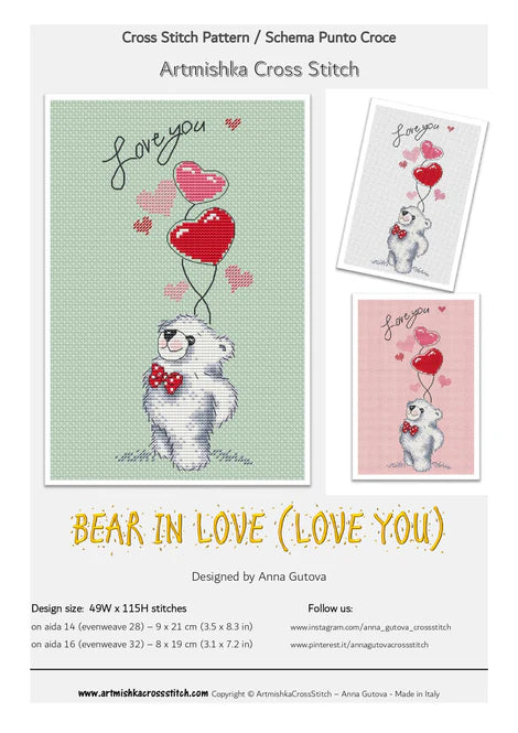 Bear In Love: Love You - Artmishka Cross Stitch