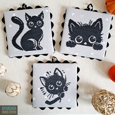 Black Cat Ornaments - Artmishka Cross Stitch