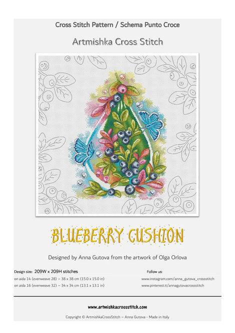 Blueberry Cushion - Artmishka Cross Stitch