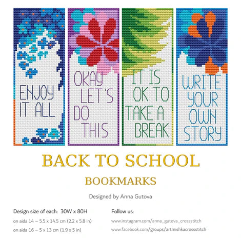 Back To School Bookmarks - Artmishka Cross Stitch