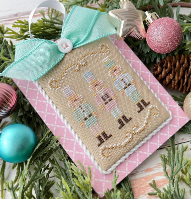 Nutcracker Trio: Pastel Collection Ornaments - Country Cottage Needleworks