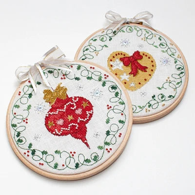 Bauble & Heart Christmas Hoops - Faby Reilly Designs