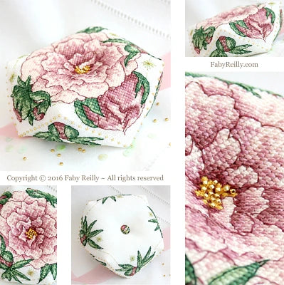 Peony Biscornu - Faby Reilly Designs