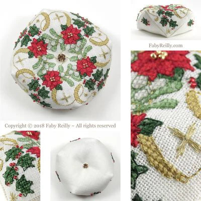 Sparkly Christmas Biscornu - Faby Reilly Designs