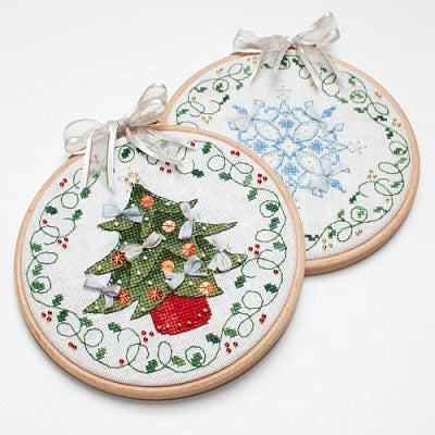 Tree & Flake Christmas Hoops - Faby Reilly Designs